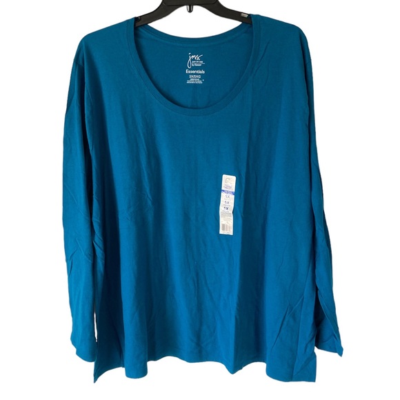 JMS Just My Size Hanes Essentials Women's 5X Teal Shirt Sure Shape Cotton NWT - Picture 1 of 5